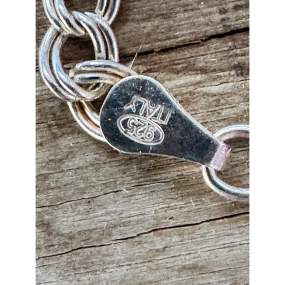 Sterling Silver 925 Italian Double Link Chain Bracelet With Lobster Clasp 5.5g - Picture 6 of 6